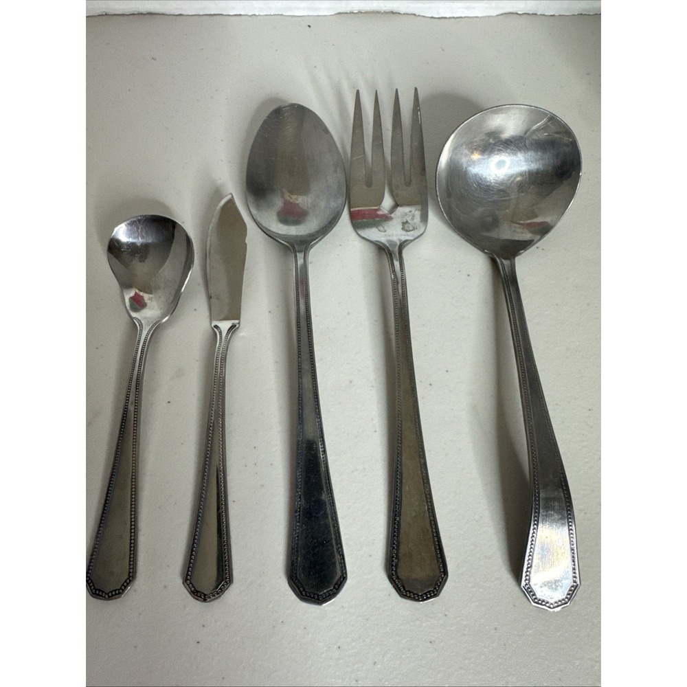 Oneida Northland Fashionpoint Stainless Japan Beaded Flatware 5‎ Piece Set